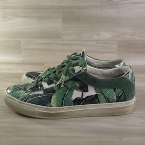 Koio Capri Sneakers Mens 43 Green Tropical Banana Leaf Print Leather Italy